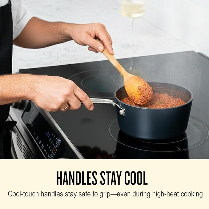 Alva Maestro 2QT Ceramic Nonstick Saucepan with Lid – Non-Toxic Easy to Clean Pot, Oven Safe, and Induction Ready – Belgian-Designed for Effortless, Healthy Everyday Cooking