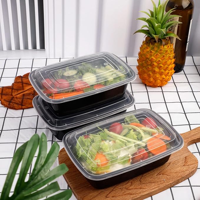 LIYH 200 Pcs Meal Prep Container 1 Compartment, 45 oz Food Storage Containers with Lids, Bento Box, Reusable BPA Lunch Boxes, Microwave Dishwasher Safe 100 Set