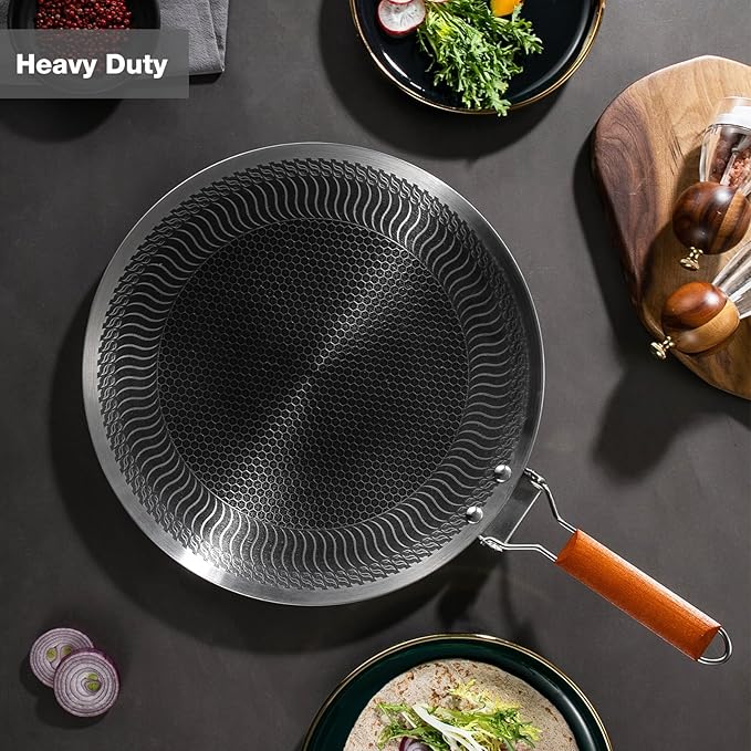 DELARLO Tri-Ply Stainless Steel Nonstick Crepe Pan,Round Griddle Pan,14 Inch Para Tortillas Pancake Pan with Stay-Cool Handle,18/10 Large Cooking Surface
