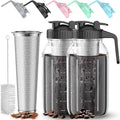 2 Pack 64 oz Cold Brew Coffee Maker Jar - Thick Glass Cold Brew Maker with Handle, Stainless Steel Filter & Leak-Proof Lid, Cold Brew Pitcher for Iced Coffee,Tea and Milk (2 Quart / 1.9 Liter)