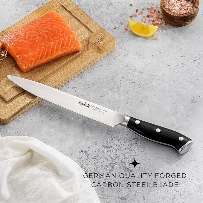 JoyJolt 8” Carving Knife. High Carbon x50 German Steel Kitchen Knife. Magnetic Gift Boxed Brisket Knife