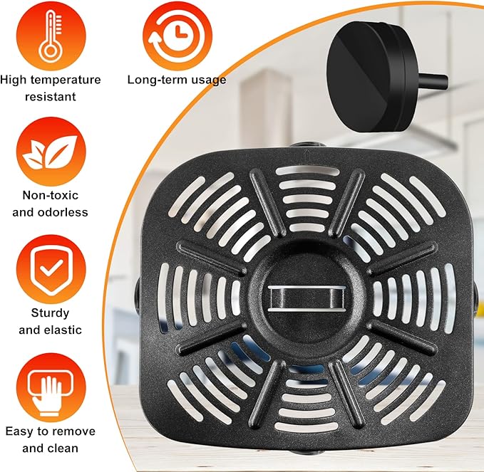 Air Fryer Grill Pan for Nuwave Brio, Replacement 6 IN 1 8QT 7 IN 1 7.25 QT Air Fryer Grill Plate Crisper Plate Rack Parts with Rubber Bumper Tips for Nuwave Brio Air Fryer Oven, Black