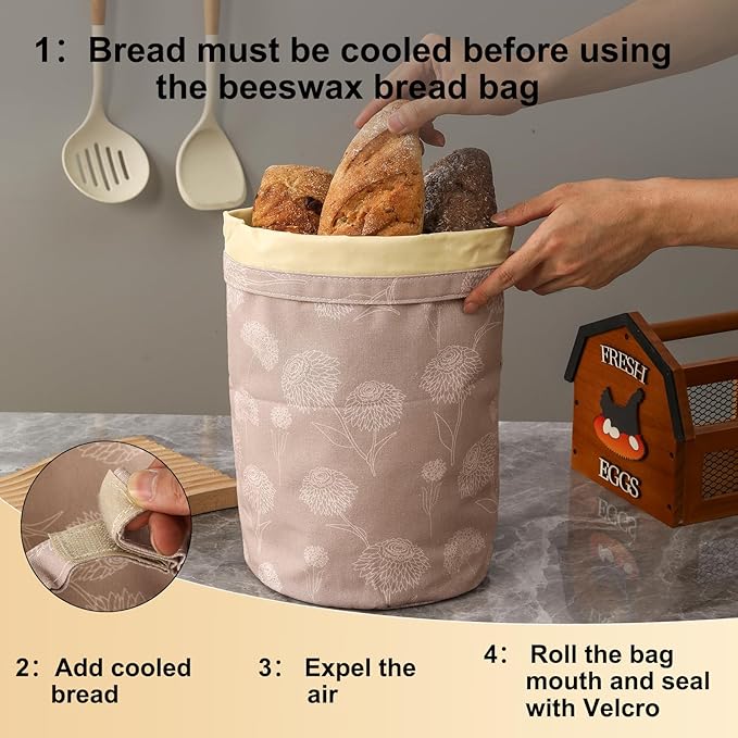 Beeswax Bread Bags for Homemade Bread Sourdough. A Set of 2 Colors