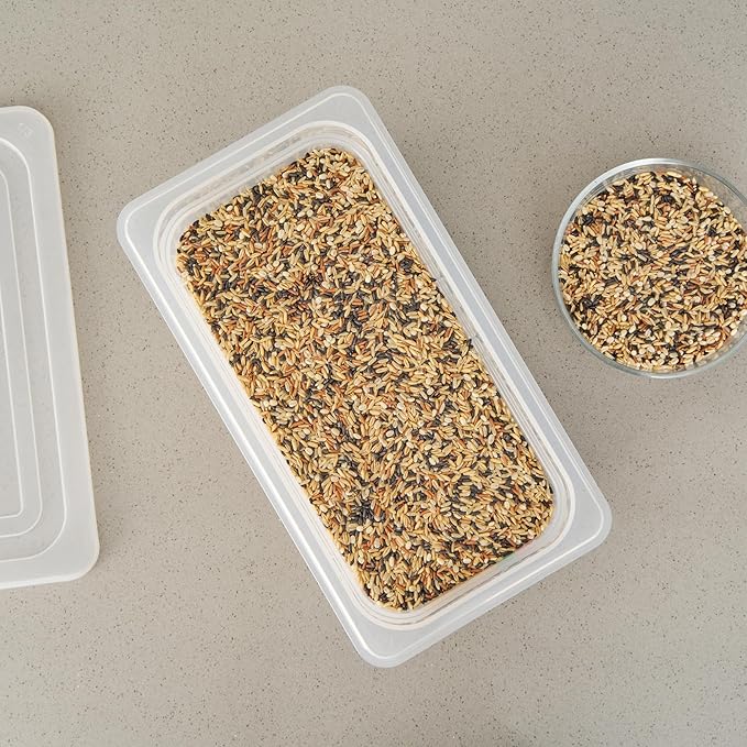 Restaurantware Food Pans Pack of 10 Plastic Rectangle Food Containers 1/3 Size with Traceability Label, Storage Containers Dishwashable Hot Cold Friendly for Restaurants Buffet Commercial Use