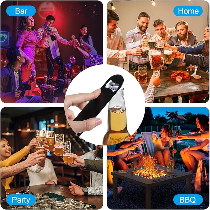 20 Pcs Flat Bottle Openers 7 Inch Stainless Steel Beer Bottle Openers Bulk, Black Speed Opener Beer Bottles Opener Bartender for Kitchen Bar Restaurant Party Supplies