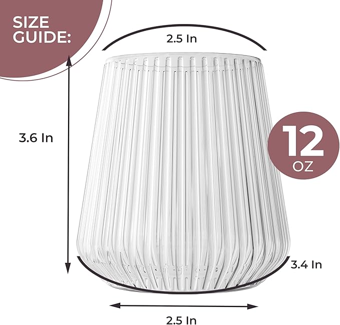 Exquisite 24 Pcs Unbreakable Stemless Plastic Wine Glasses Disposable Wine Glasses Stemless 12 Oz Ribbed Plastic Cups Reusable Clear Party Cups Disposable Cocktail Glass For Weddings & Events