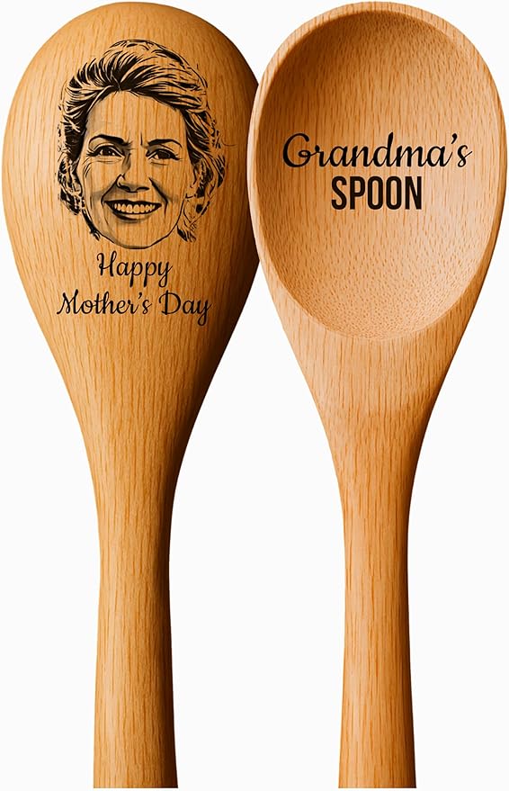 Custom Mom Gifts, Personalized Engraved Wooden Spoon, Gift Mother's Day for Grandma, Mama Photo Gift, Birthday Gifts For Women, Her, Chef, Baking, Cooking, Housewarming, Kitchen Spoon