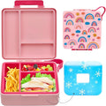 Chill Bento Lunch Box for Kids Adult with Ice Pack,Leak Proof 3 Compartments Lunch Container for Kids,Ice Pack Detachable Bento Box,BPA Free,Dishwasher & Microwave Safe-Rainbow