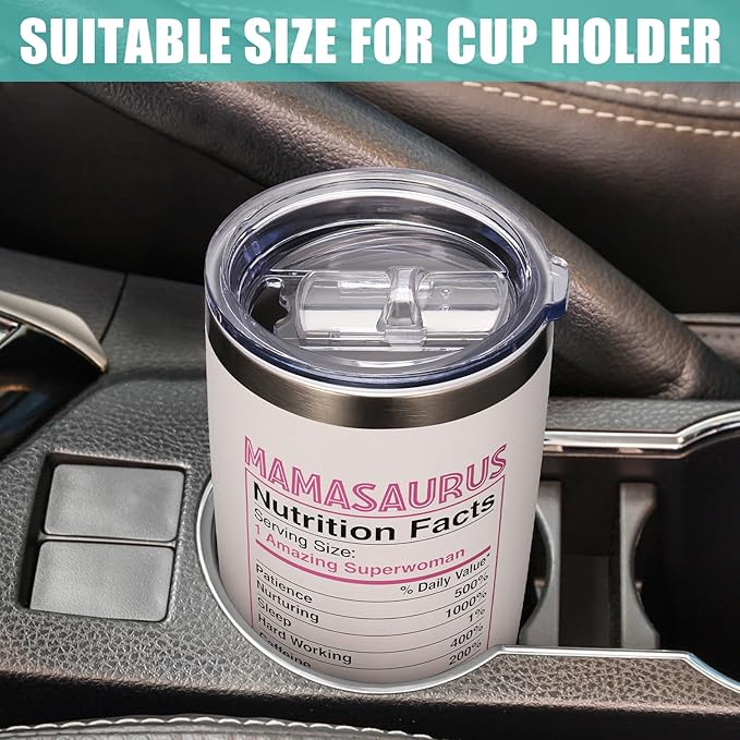 Gifts for Mom, Christmas Gifts from Daughter Son, 20 OZ Tumbler Best Birthday Gifts for Mama Mother-in-Law Wife Mother to Be, Mamasaurus Insulated Cup with Handle New Mom Gift for Wife from Husband
