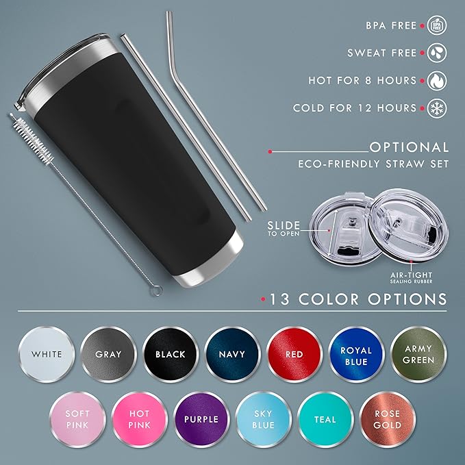 Be Burgundy Personalized Tumbler with Engraved Name - 12 Designs, 30 Oz Coffee Tumbler with Slider Lid, Red, Double Wall Insulated - Gifts for Mom, Women, Personalized Gift for Her