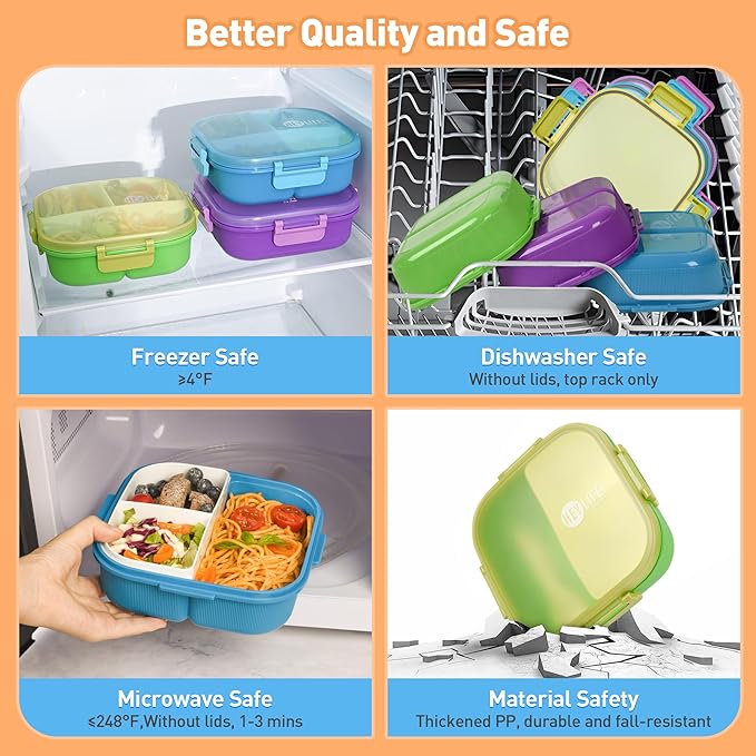 Bento Boxes with Removable Compartments for Adults & Kids,1000ml Lunch Box with Spoon & Water Cup,BPA-Free,Microwave & Dishwasher Safe(Green)