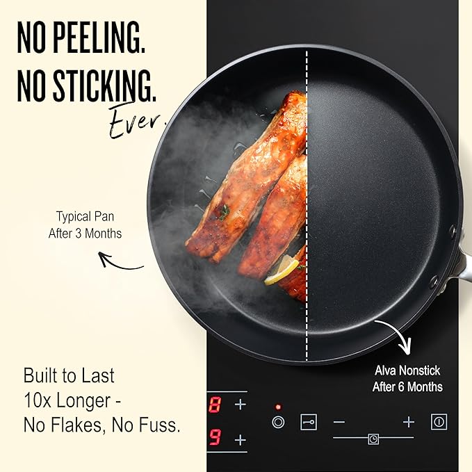 Alva Maestro 8” Non-Toxic Ceramic Nonstick Frying Pan – Oven & Induction Safe Skillet for Healthy Cooking – Sustainable, No PFAS/PTFE, Easy-to-Clean, Even Heat Distribution, Toxin-Free Cookware