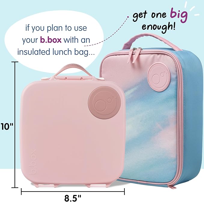 b.box Kids Lunch Box – 4 compartments (2 Leak-proof) Bento Box with Cold Pack & Removable Divider Reusable Snack Containers with Lids, Snack Box for Toddlers & Older Kids 8 1/2 cups (Blush Crush)