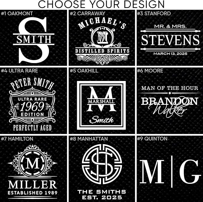 Black Diamond Custom Bourbon Smoker with Bourbon Trail Glasses - 7 pc Carraway Halo Oakmont Engraved Cocktail Smoker Topper Kit 5pc (Personalized Product) (Smoker + Glass)