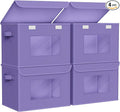 Univivi Storage Bins with Lids [4-Pack] Fabric Lidded Storage Baskets Stackable Closet Storage Bins, Closet Organizers and Storage with Lid & Clear Window for Home, Office, Bedroom (Purple)