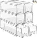 Sorbus Small Clear Stackable Storage Drawers – 6-Pack Plastic Organizer Bins with Handles – Stackable Pull-Out Storage Drawers for Closet, Pantry, Office, Bathroom, Craft, and Toy Organization