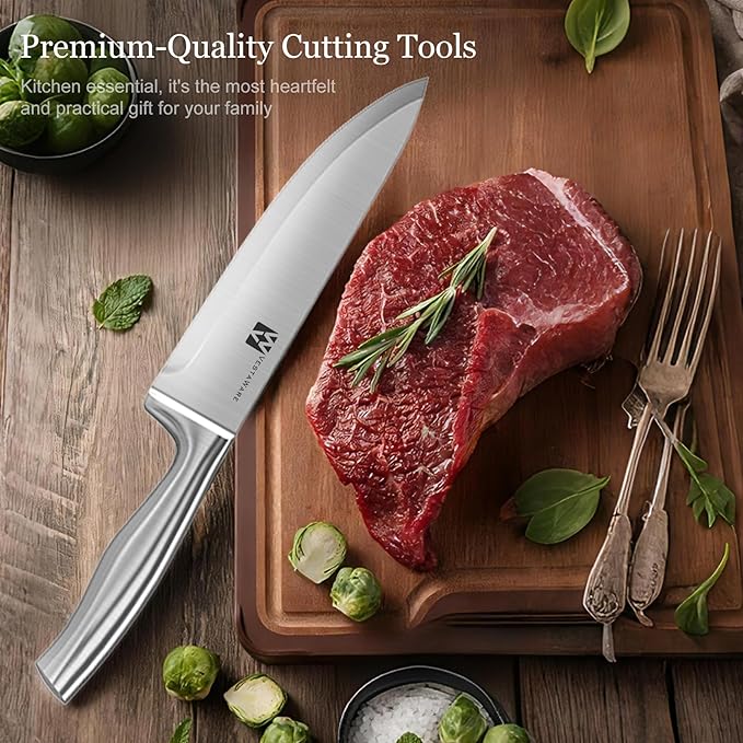 Knife Block Set, Razor-Sharp Kitchen Knife Sets, Stainless Steel Knife Set with Block, 14 Pieces Knives Set for Kitchen, Black Chef Knife Set, Dishwasher Safe, Gifts for Men