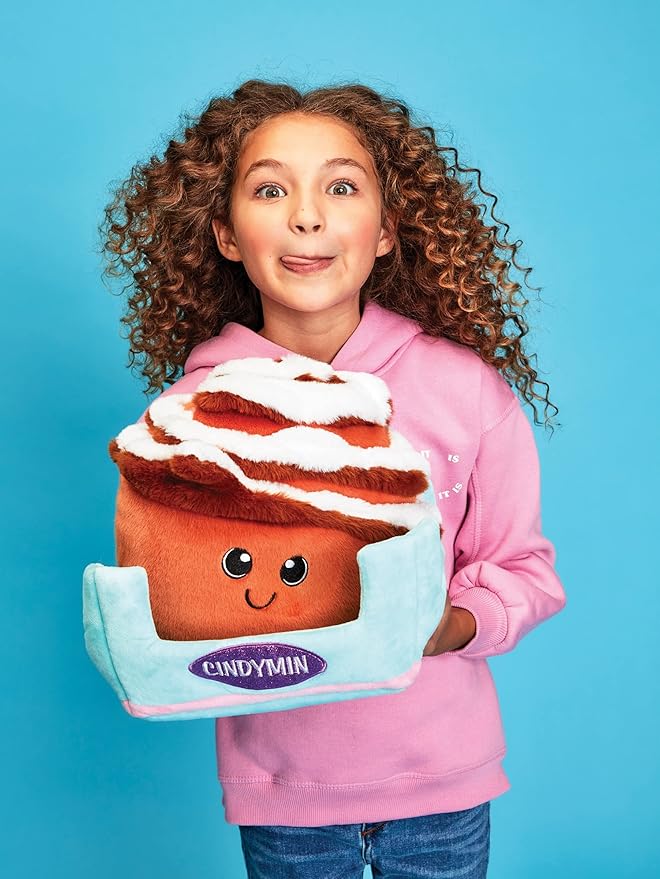 iscream Play with Your Food Kawaii Cinnamon Bun Embroidered Accent 8" x 9" Furry Play Pillow
