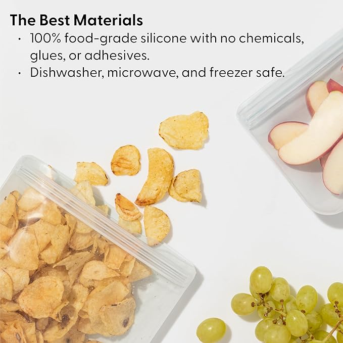 W&P Porter Silicone Reusable Storage Bag, Sandwich (46oz Flat), Mint, Food Storage Container, Microwave and Dishwasher Safe, Easy Cleaning