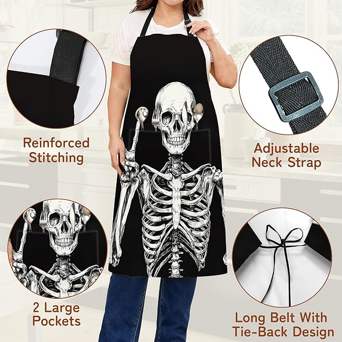 Apron with Pockets for Women, Adjustable Kitchen Cooking BBQ Chef Apron, Gifts for Mom Birthday, or Holidays