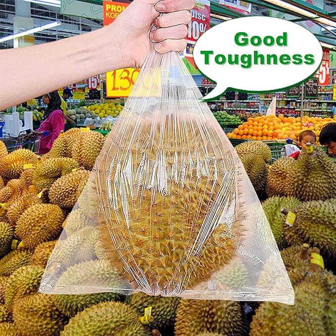 Plastic Produce Bags Roll 10x14 inch, Fresh-Keeping Plastic Bag for Food, Fruit, Vegetable, Bread, Kitchen, freezer, Supermarket, 1 Roll 500 Produce Bags