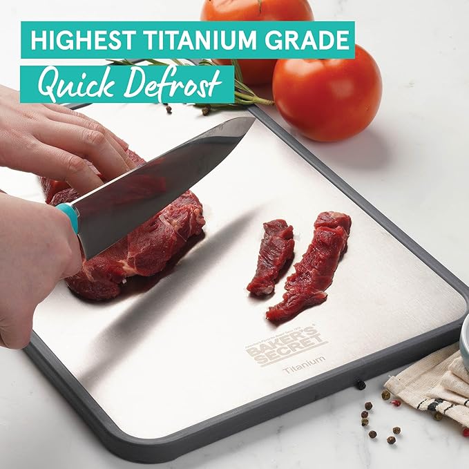 Baker's Secret Titanium Cutting Boards for Kitchen, Cutting Board Double Sided Food Grade, Pure Titanium and Wheat Straw PP, Dishwasher Safe Easy to Clean Large Size 16”×11” Dark Grey