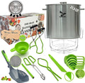 Supa Ant 21.5 Qt. Stainless Steel Water Bath Canning Pot with Canning Supplies Starter Kit -Canning Rack,Food Grade Canning Ladle, Measuring Cups,Funnel,Tongs,Jar Lifter & Wrench,Lid Lifter,90x Labels