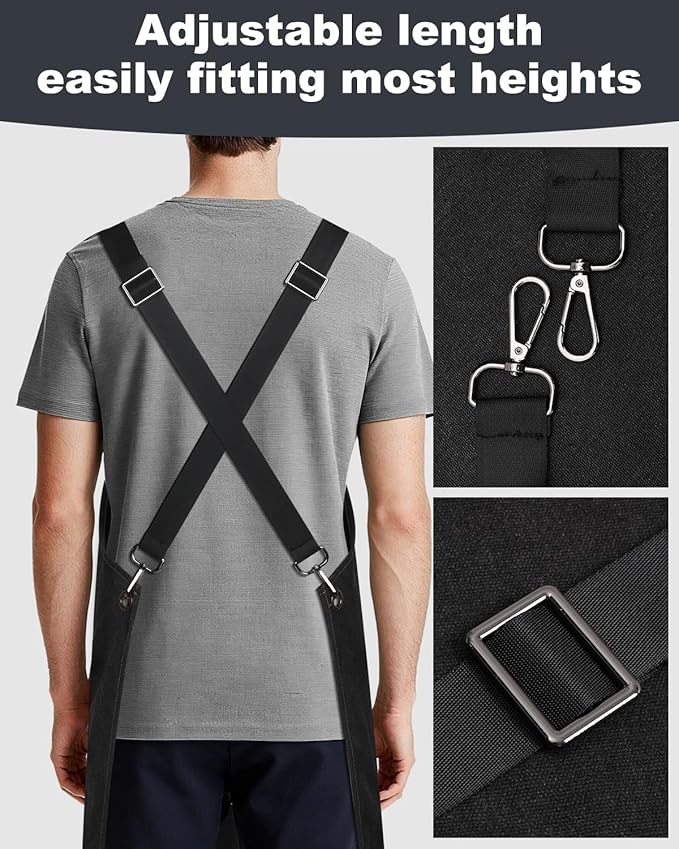 Kitchen Apron - 3 Large Pockets, Cross Back Apron With Adjustable Straps, Cooking Kitchen Chef Apron For Women And Men, Wear-Resistant & Easy To Clean.