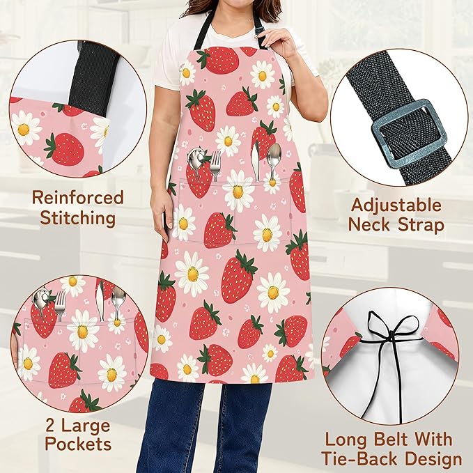 Cooking Apron for Women and Men,Adjustable Chef Bib Apron with 2 Pockets, Water and Oil Resistant for Kitchen Use