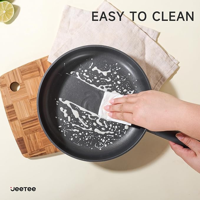 JEETEE Non Stick Frying Pan, 9.5" Titanium Skillet, Omelette Egg Pan, Oven & Dishwasher Safe Chef's Pan, Suitable for All Stovetops (PFOA/PFAS Free)