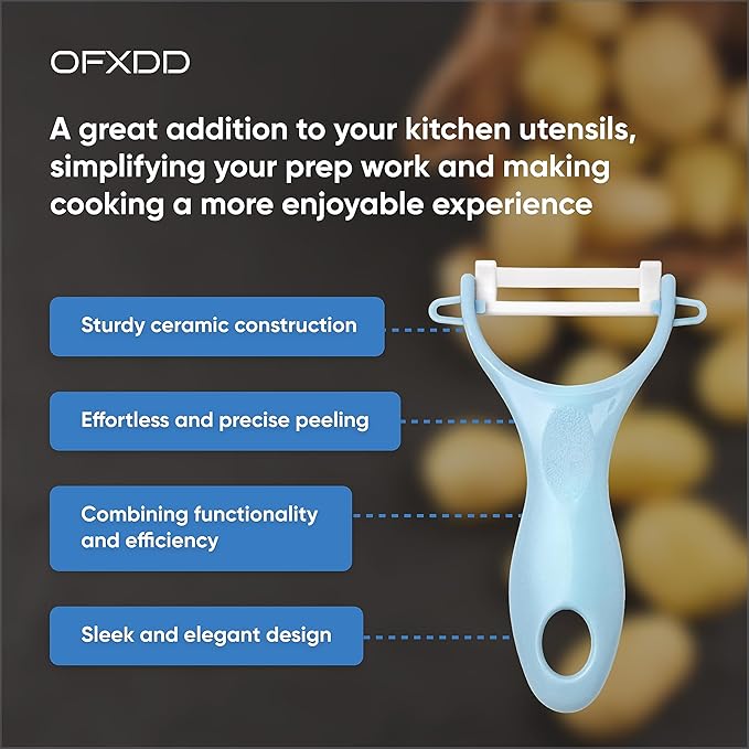 Vegetable Peelers for Kitchen - Potato/Carrot Peeler with Ergonomic Handle & Sharp Blade - Ceramic Y Peeler - Slicer for Veggies, Fruits