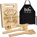Bonus Dad Gifts, Christmas Bonus Dad Gifts from Kids, Bonusdad from Bonus Daughter Wooden Cutting Board Utensils with Apron, Great Bonusdad Father's Day Birthday Kitchen