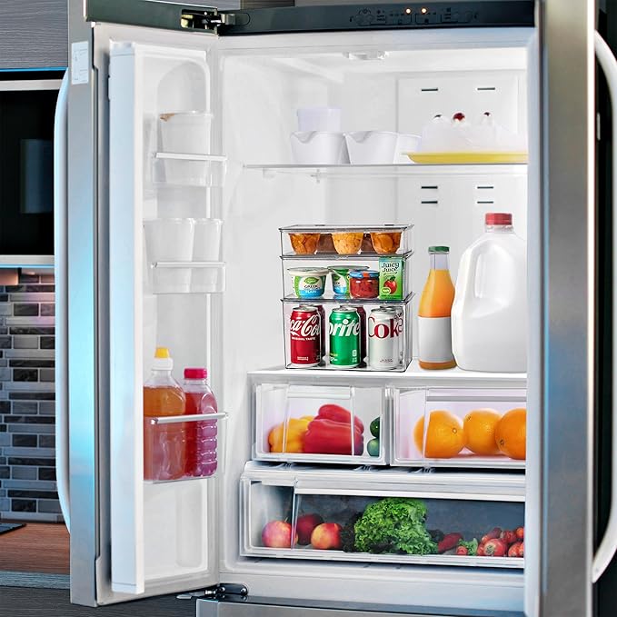 Sorbus Fridge Organizer & Pantry Storage with Lids- Clear Plastic Freezer Organizer Bins- MultiPurpose & Versatile Stackable Cabinet Organizers- Cosmetics,Office Supplies,Food Snack Organizers- 2 Pack