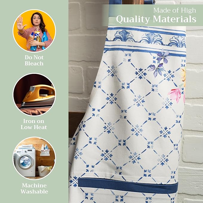 Maison d' Hermine 100% Cotton Apron for women with Pocket Kitchen Chef Apron for Men Cooking Gardening Server Waitress