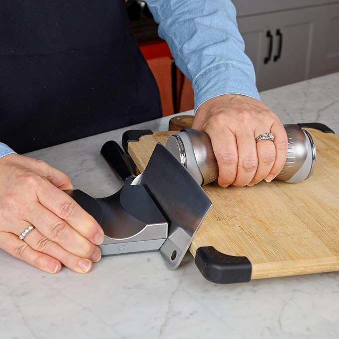 Rolling Knife Sharpener for Kitchen Knives - Sharpening Kit for all Knife Set - 360 & 600 Diamond - 1000 Whetstone & 3000 Ceramic, 4 Angles, CNC Aluminum Alloy Base, Modern Futuristic Aesthetics