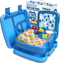 YOLAY Bento Box for Kids Lunch Box Leak-Proof, 5-Compartment Lunch Box Kids for Ages 3-10, Durable with Anti-Slip Base, Suitable for Schools, Outdoor and Travel (Mermaid) (Dino)