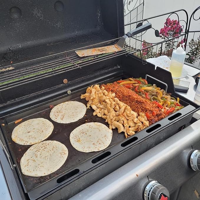 Full Size Griddle Insert for Weber Genesis 300 Series Gas Grills, 7524 Flat Top Grill Griddle Insert with Handles for Weber Genesis E310 E320 S330 EP310 EP320 EP330 CEP-310 Series, Carbon Steel