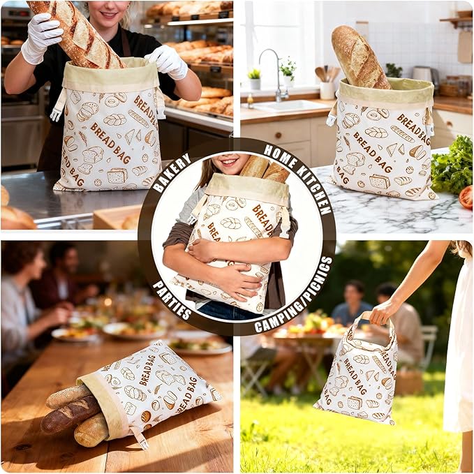 1 Pack Beeswax Bread Bags for Sourdough Reusable Bread Bags Food Storage Bag Large Capacity Portable Freshness Preservation Homemade Sourdough Bread Storage Bag
