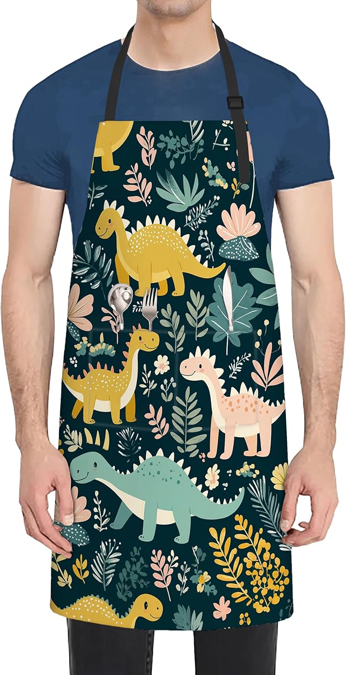Kitchen Apron with Pocket,Waterproof Adjustable Neck and Long Ties, Cooking Baking Gardening Painting Apron for Women