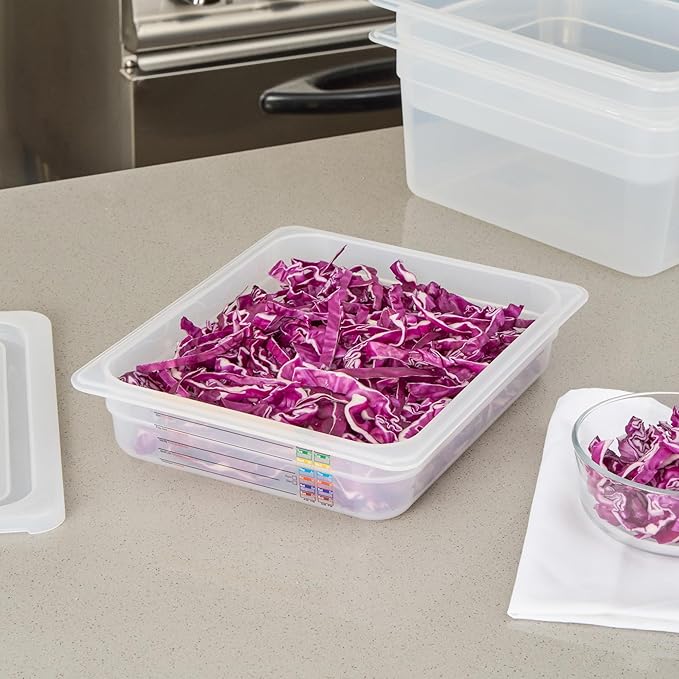 Restaurantware Food Pans Pack of 10 Plastic Rectangle Food Containers Half Size with Traceability Label, Storage Containers Dishwashable Hot Cold Friendly for Restaurants Buffet Commercial Use