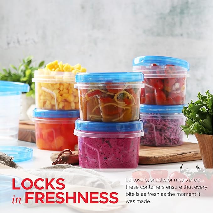 Tafura Twist Top Soup Storage Containers with Lids [16 Oz - 10 Pack] Reusable Freezer Containers for Food with Screw On Lids, 16 Ounce Food Storage Container with Cover, Leakproof, BPA Free