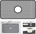 Silicone Sink Mat - 24.8''x13'' Sink Protector for Kitchen Sink with Center Drain - Kitchen Grid Accessory, Non-slip Heat Resistant Mat for Bottom of Farmhouse Stainless Steel (Center Hole)