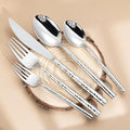 Hammered Silverware Set,Zerophilo Flatware Set 20 Pieces 18/10 Stainless Steel Cutlery Set for 4 Mirror Polished,Dishwasher Safe