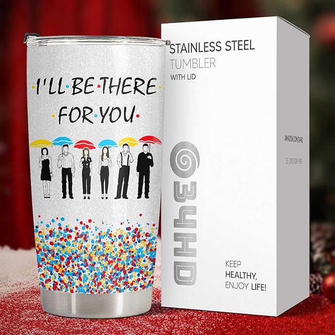 34HD Gifts for Friends, Friend Tumbler with Lid 20 oz Stainless Steel, Best Friend Cup, Friends Coffee Mug, Birthday Gifts for Women Men Christmas Gift