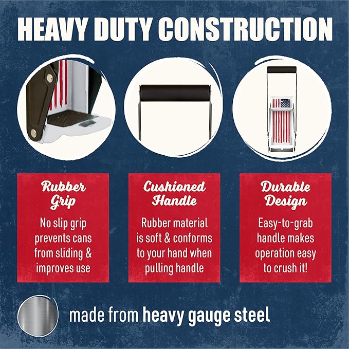 Mckay 16 Oz. and 12 Oz. Metal Can Crusher, Can Crusher Wall Mounted, Can Crushers for Recycling Wall-Mounted Smasher for Aluminum Seltzer, Soda, Beer Cans and Bottles - American Flag
