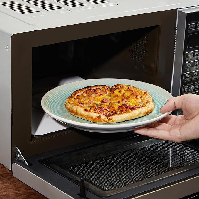 Stoneware Dinnerware Sets, Round Reactive Glaze Ceramic Plates and Bowls Set, Dishwasher & Microwave Safe Dishes Set, Distinctive Granulated Surface Service for 4 (12pc)