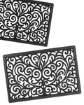 Black Rectangle Cast Iron Trivet 2-Pack for Kitchen & Dining - Heavy-Duty Hot Dish Pads, Decorative Heat Resistant Pot Holders with Raised Feet