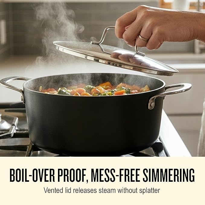 Alva Maestro 4.5-Quart Ceramic Coated Nonstick Stock Pot with Lid - Oven & Induction Safe Cookware, Made without PFAS, PFOA & PTFE for Chef-Level Heat Control and Effortless Cleanup