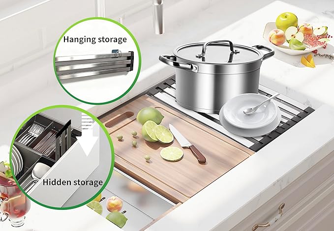 Kitchen Sink Drying Rrack， Stainless Steel Bowl Holder ，Foldable and Non-Slip Suitable for Kitchen Countertops Multipurpose Sink Drying Rack (23.26×12.8IN)