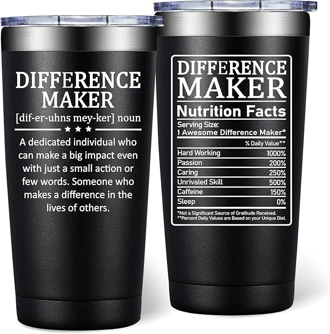 Difference Maker Gifts - Christmas Thank You Gift for Men Women - Teacher Appreciation Gifts - Inspirational Gift for Coworker, Boss, Assistant, Employee - 20oz Tumbler